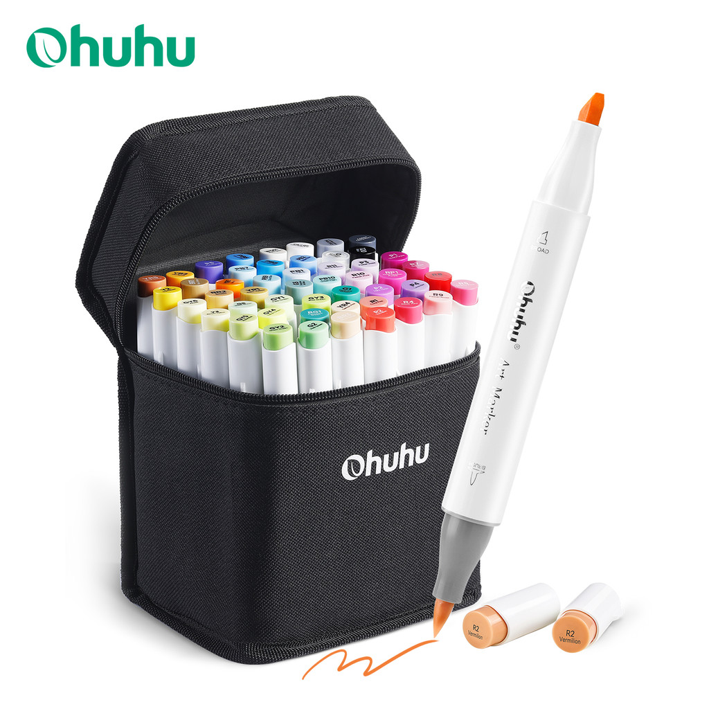 

Ohuhu Honolulu 48 Colors Marker Pen Set Alcohol Art Markers Refillable Dual Tips Sketching Drawing Manga School Art Supplies