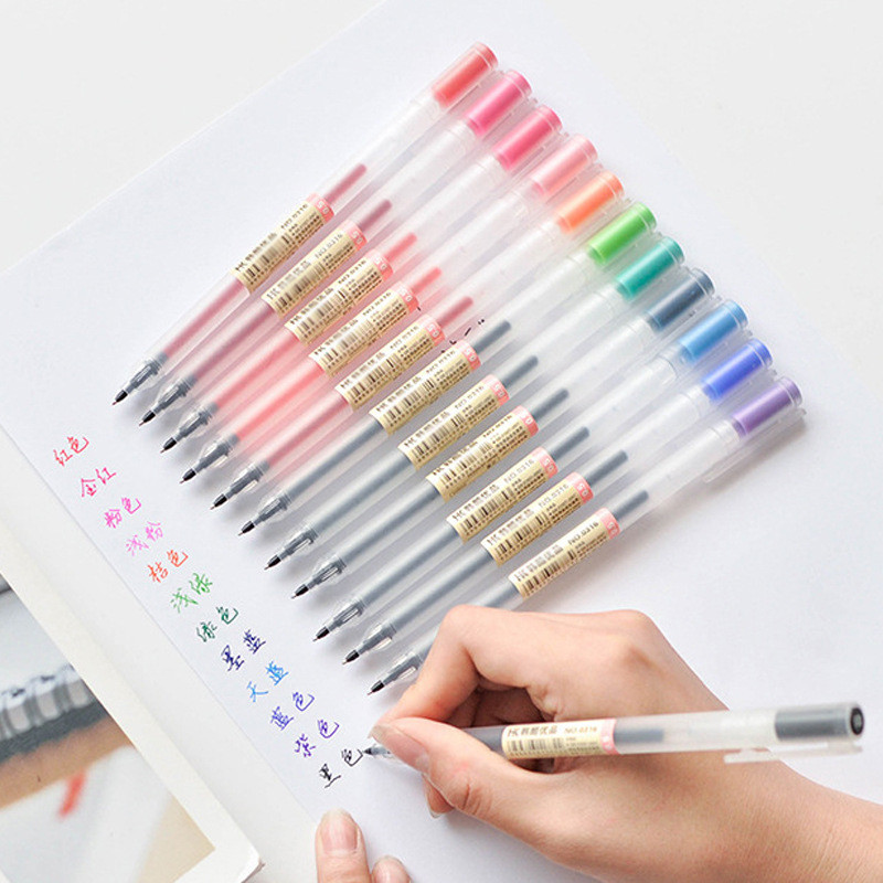 

12 Colors Markers Pen 0.5mm MUJIs Pens School Office Supply Bullet days Hand account Painting Stationery Japanese Gel Pen