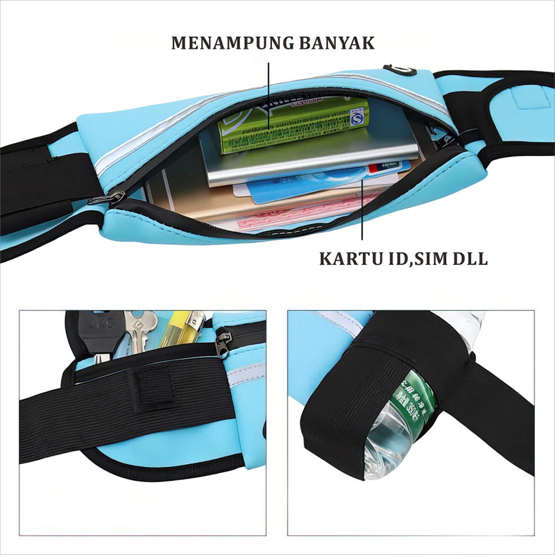 VALUE PACK Tas Pinggang Olahraga Lari / Running Belt/Tas Pinggang HP Olahraga Lari Jogging Sepeda