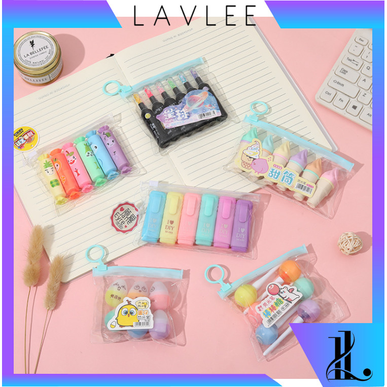 

LAVLEE - S6262 Stabilo 6 PCS / Highlighter Lucu Bentuk Dessert / Highlighter Warna-Warni 6 PCS / Set Stabilo Dessert 6 PCS