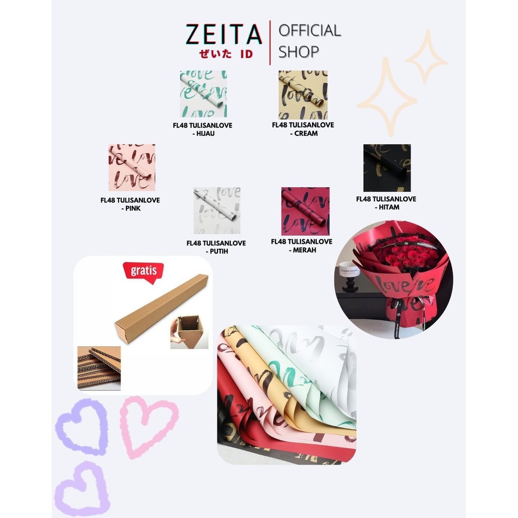 

Zeita - FL48 TULISAN LOVE Kertas Bunga Paper Buket Motif Cellophane