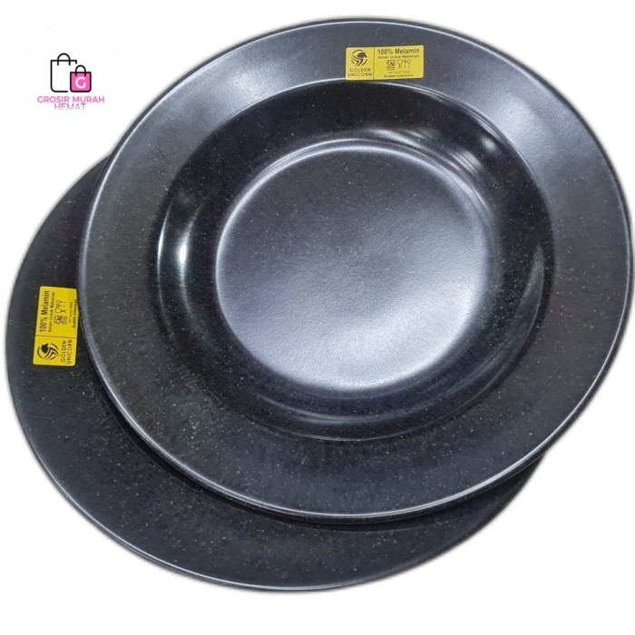 PIRING MELAMIN GOLDEN UNICORN BLACK MARBEL EDITION PREMIUM xz