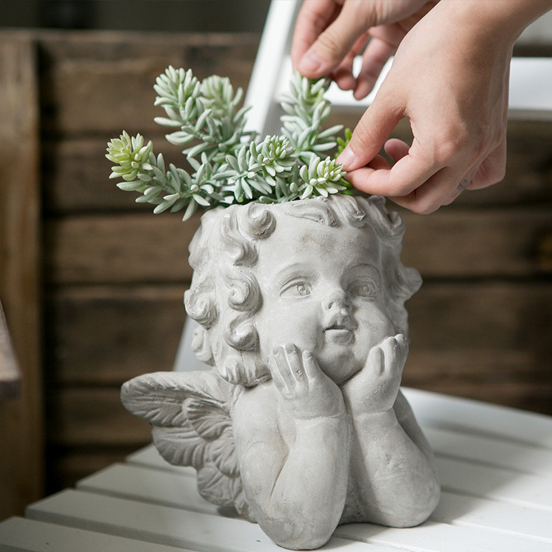 

Silicone Mold Cute Angel Baby Flower Pot Succulent Pen Holder Making Resin Concrete Vase Cactus Silicone Mold Home Decor Tool