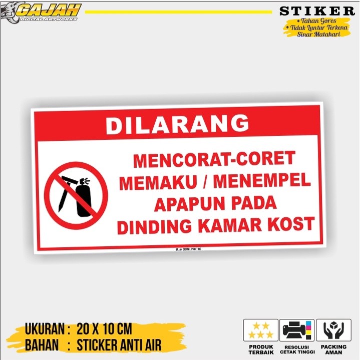 

STIKER DILARANG MENCORET MENEMPEL MEMAKU DINDING KOST