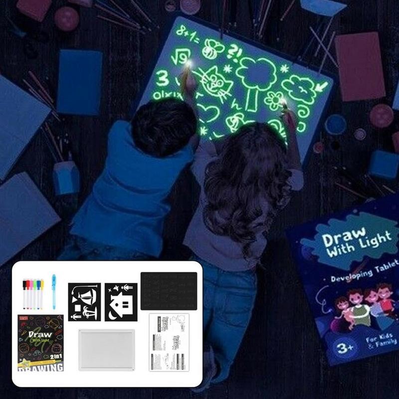 LED Light Drawing Pad Drawing Tablet For Kids Reusable Doodle Board Portable Learning Educational To