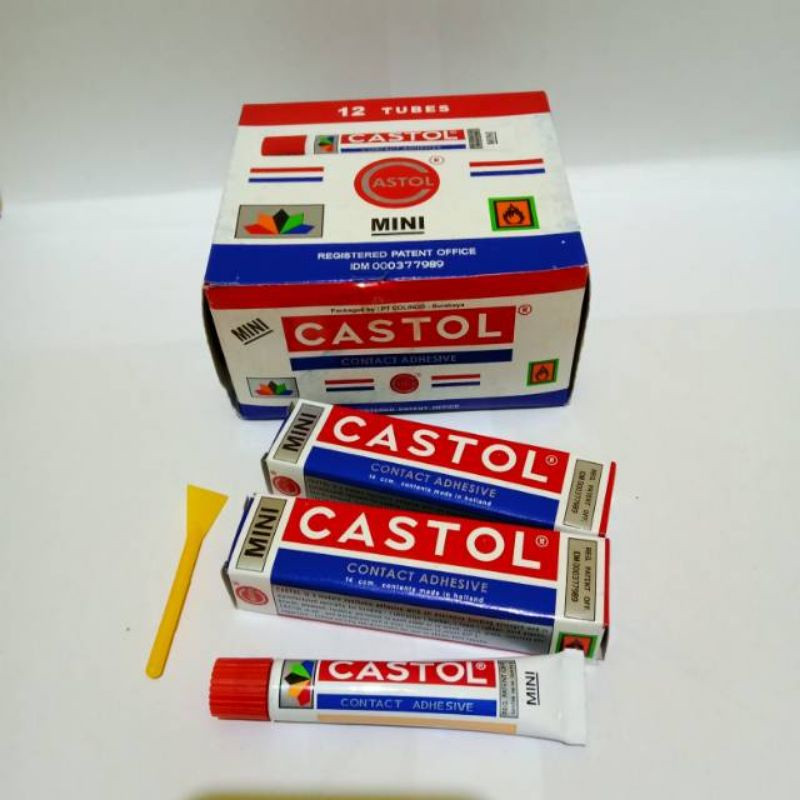 

(1 lusin / 12 pcs) Lem Castol Mini 14cc - lem karet lem sepatu Dll