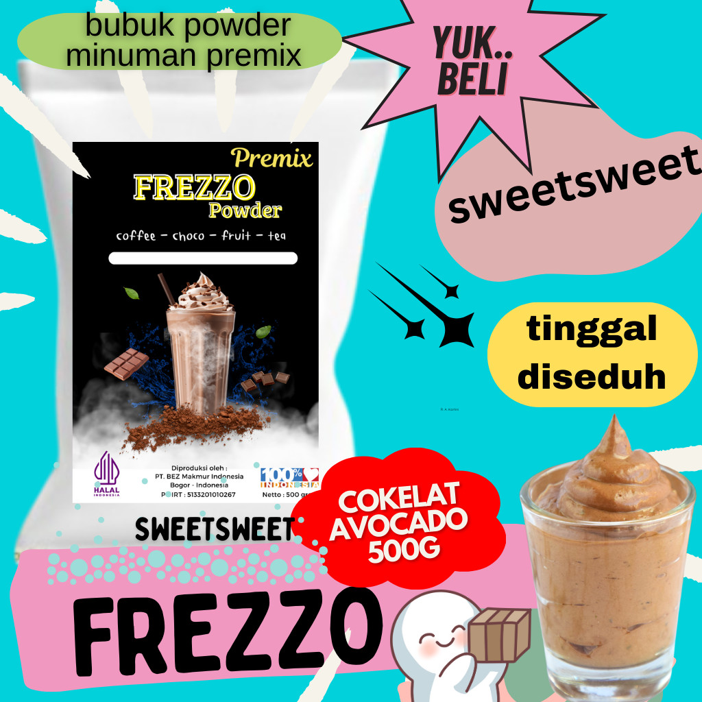 

Sweetsweet Frezzo Boba Powder Drink Chocolate Avocado | Bubuk Minuman 500G {Bisa COD dan Grosir}