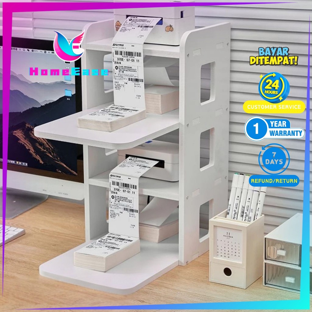 HomeEase - Rak Penyimpanan Struk Printer Bertingkat Desain Minimalis dengan Kapasitas Besar dan Mate