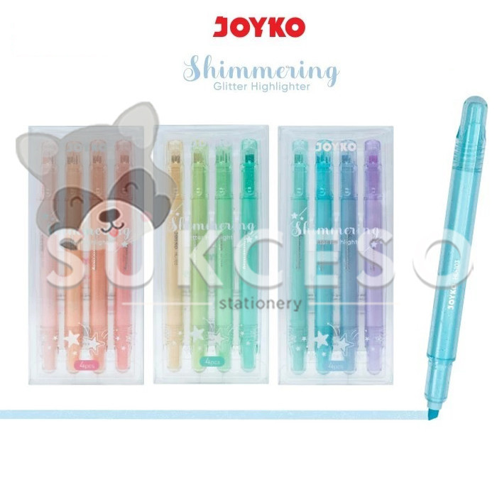 

Joyko Shimmering Glitter Highlighter HL-103 A/B/C Set Isi 4 Penanda Spidol