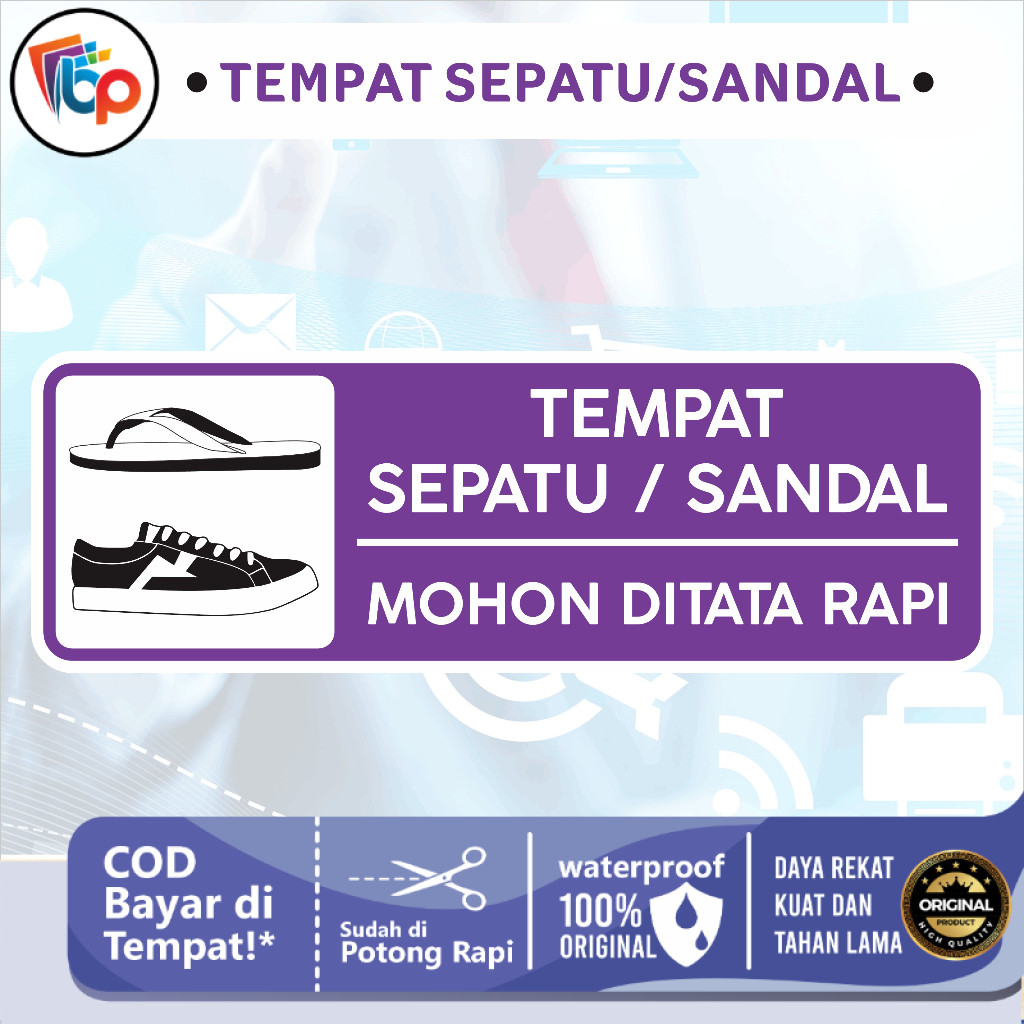 

Stiker Tempat Sepatu Sandal Laminasi Glossy