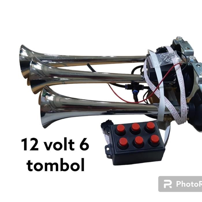 klakson telolet 3 corong 6 suara 6 tombol 12 volt dan 24volt 3corong 5 tombol - 12volt