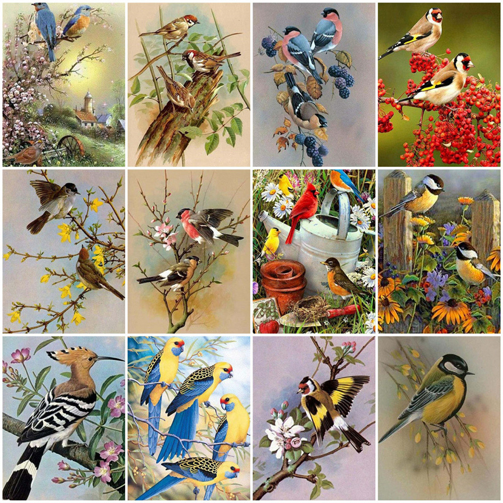 

HUACAN 5D DIY Painting By Numbers Bird Animal Acrylic Unique Gift Hand Painted Picture By Numbers Flower For Living Room