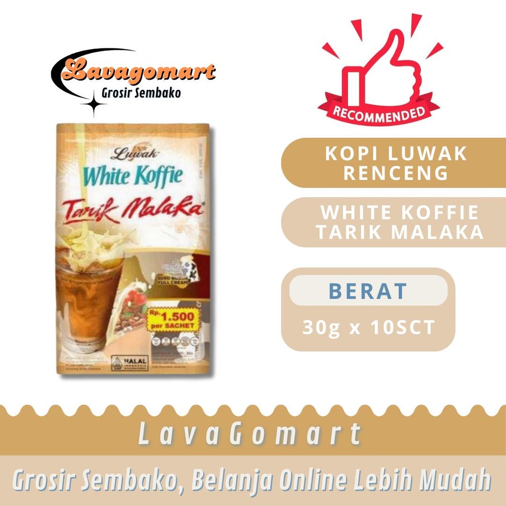 

KOPI LUWAK WHITE KOFFIE LESS TARIK MALAKA 30g - 1 RENCENG - LAVAGOMART - BANDUNG