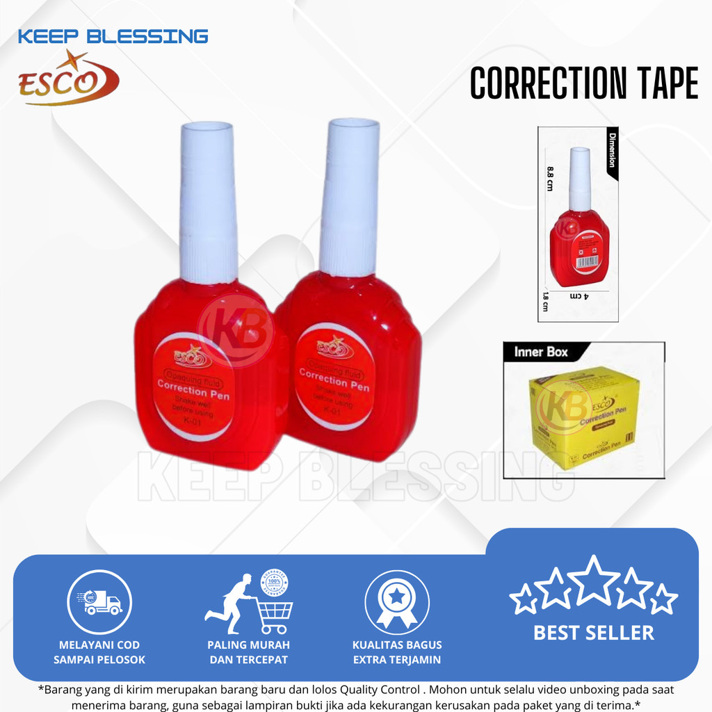 

Correction Pen Esco / Tip ex Cair Esco / Correction Fluid Cairan / Duta Gemilang
