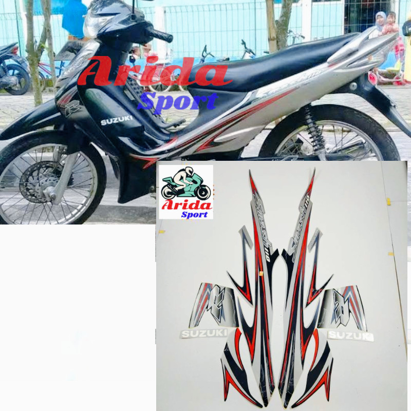 Striping sticker suzuki smash 110 r 2008 silver / stiker motor smash