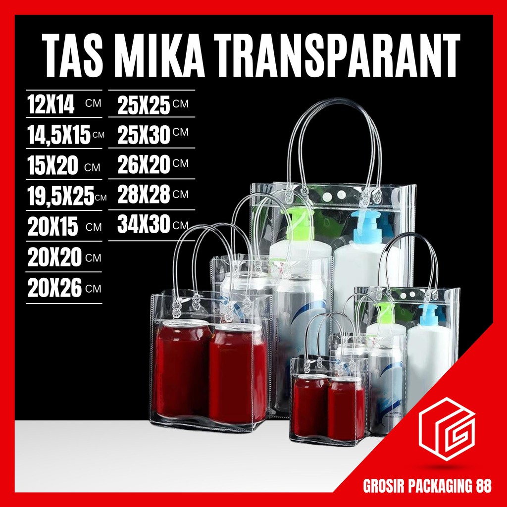 

Tas Mika PVC Transparan Goodiebag Hampers Souvenir Ultah Polos Premium