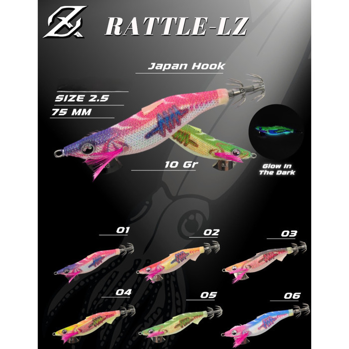Squid Jig AXZ Ika Rattle LZ UV Japan Hook