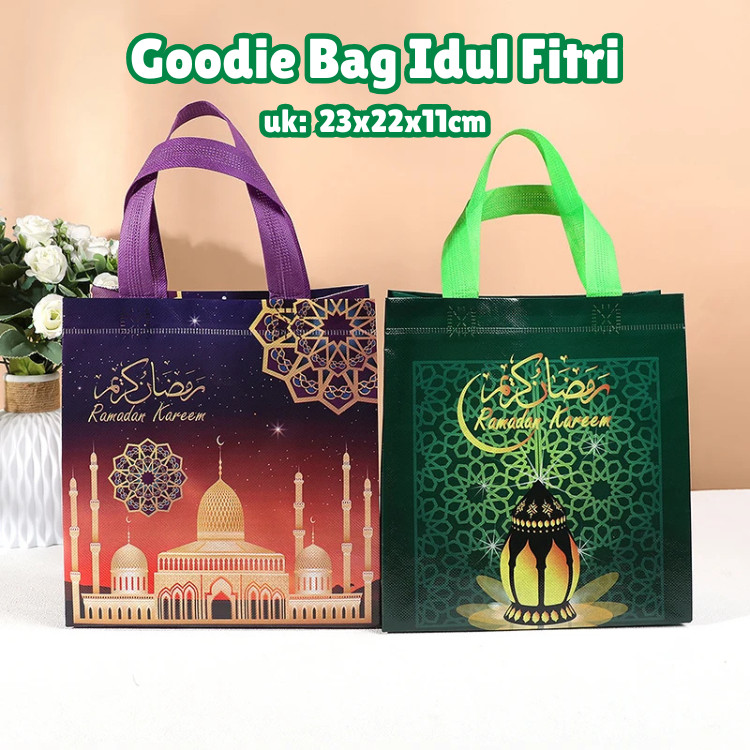 

Homigo Goodie Bag Tebal Lebaran Idul Fitri 23x22x11cm Souvenir Hampers Giftbag Bahan Kain Tebal Tidak Mudah Sobek / Keranjang Souvenir Lebaran Idul Fitri Ramadhan Kareem