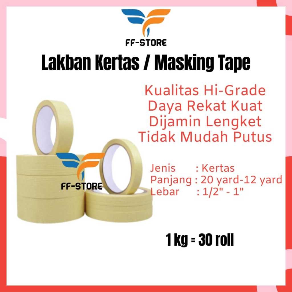 

Masking Tape Lakban Kertas 1/2" 1" Isolasi Kertas Solatip Kertas Cream 1/2 Inch Lakban Kertas 1 Inch Selotip OPP Tape Packing Olshop Perekat Plastik Online Shop