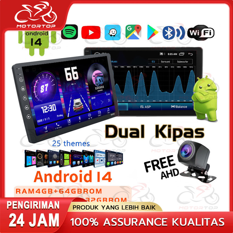 Dual Kipas 8g+128g Ips Screen Head Unit 7/9/10 Inch Car Android 14 Navigasi Untuk Toyota Daihatsu Mi