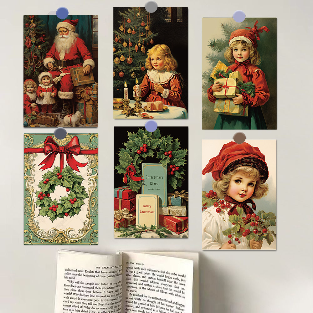 

10×15CM 10PCS Vintage Christmas Card Stickers Posters Aesthetic Laptop Photography Cafe Luggage Bar Pictures Living Background ﻿