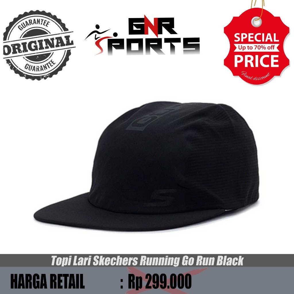 Topi Lari Skechers Running Go Run Black Original 100%