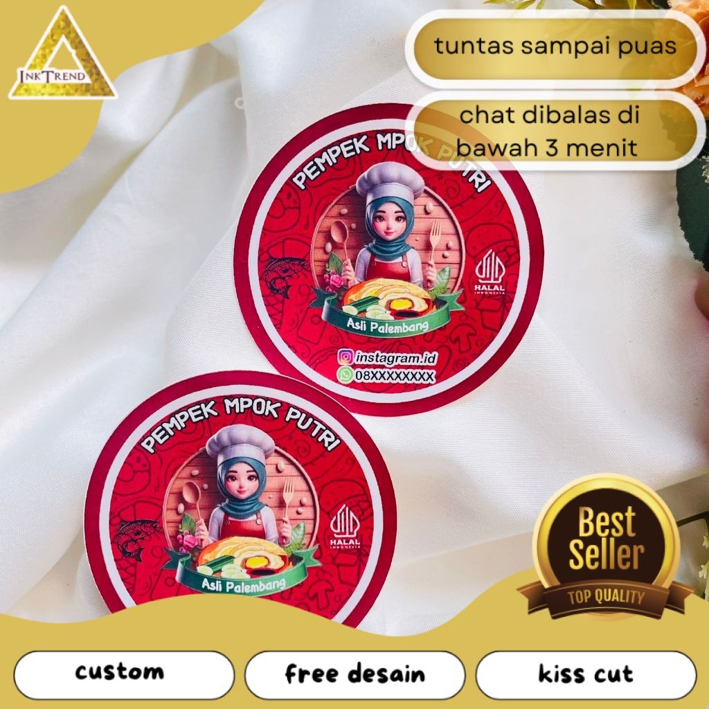

INKA Sticker Chromo Bulat Pempek Label Makanan Packaging Stiker Produk Khas Palembang Custom 2-4