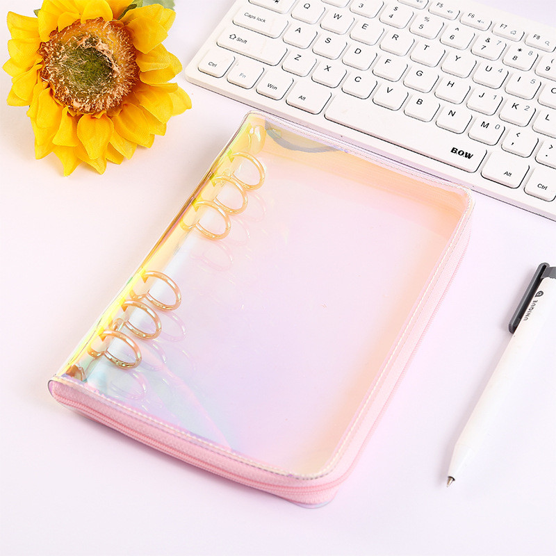 

A6 Hand Zip Bag Laser Loose Leaf Binder Notebook Inner Core Cover Note Book Planner Office Stationery Supplies