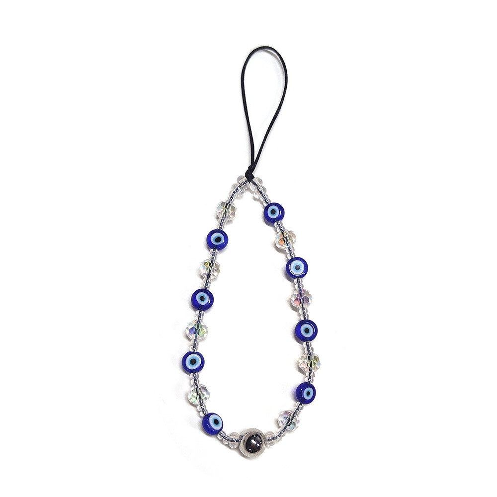 

HERLOOK Evil Eye Phone Charm Y2K Accessories Clear Beads Chain for Phone Keychain Short Mini Straps Telephone Lanyard