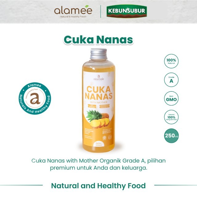 

ALAMEE Cuka Nanas Pineapple Cider Vinegar With Mother Original Organik 250ml Kebunsubur