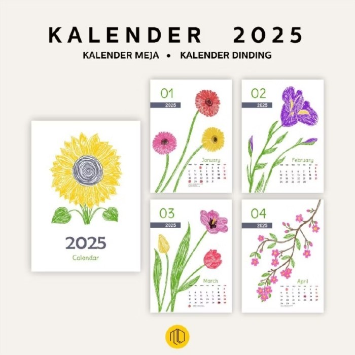 

Andma Kalender 2025 Dinding Meja Motif Bunga - Meja