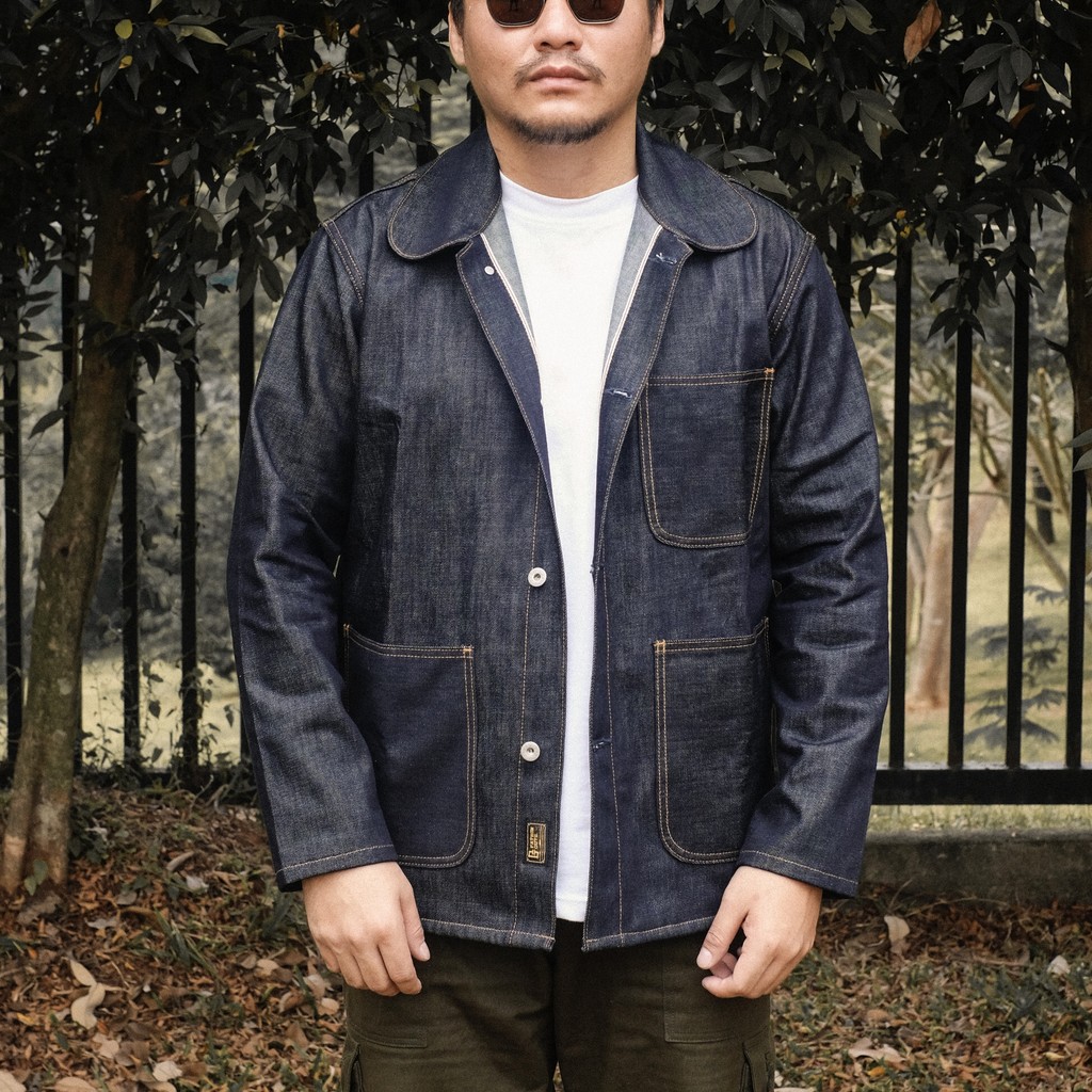 PATRON Hedge Hog Selvedge Denim Chore Jacket Pria