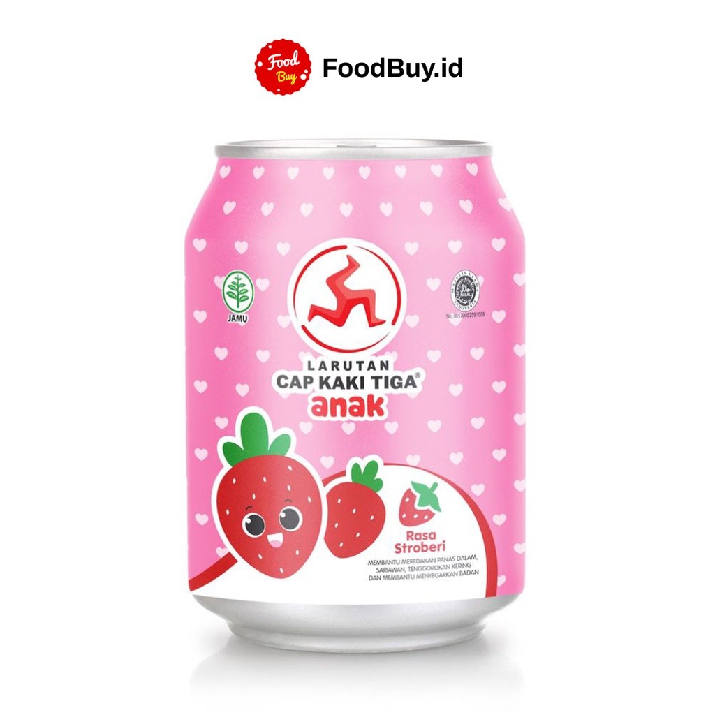 

Larutan Cap Kaki Tiga Anak Rasa Stroberi Can 250 ml