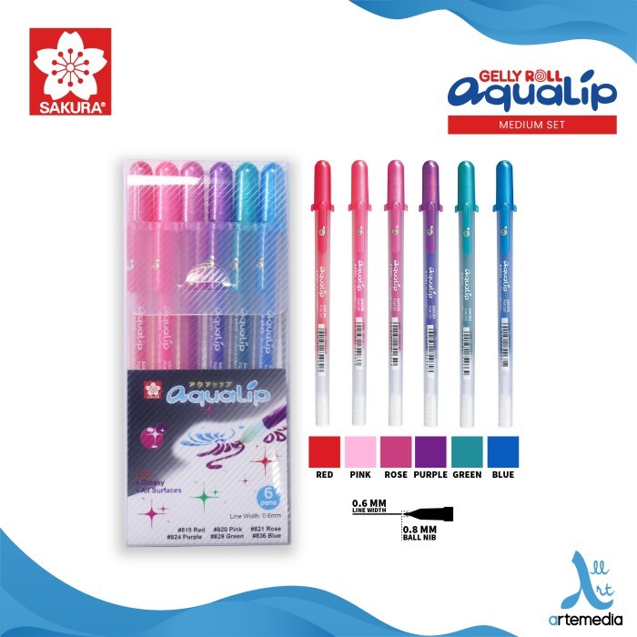 

[N E W] Pulpen Warna Timbul Sakura Aqualip 3D Color Set Bolpen - MEDIUM SET 6