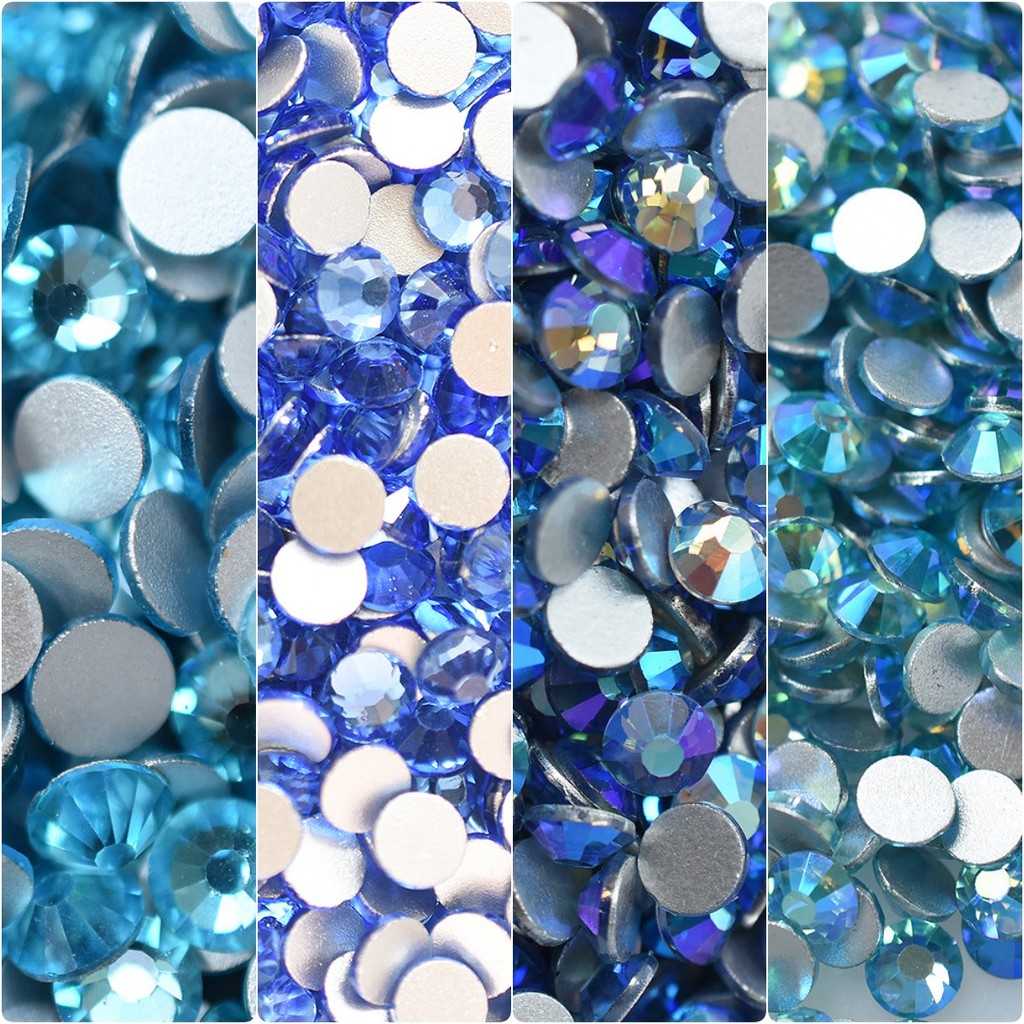 

1440PCS SS16 SS20 Glass Light Sapphire Lake Blue FlatBack Rhinestones Nail Art Decorations Glitter Diamond Part Supplies Crystal