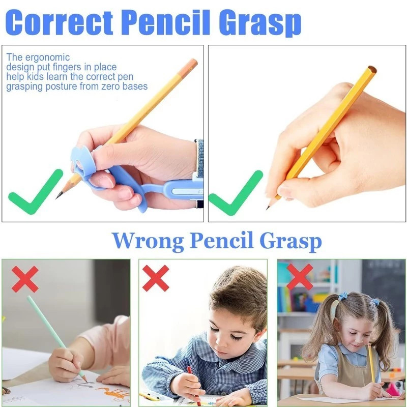 

D3W! Children's Five-finger Pen Holder Soft Silicone Writing Posture Pencil Grasp Grip Posture