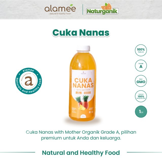 

ALAMEE Cuka Nanas With Mother Pineapple Cider Vinegar Original Organik 1000ml 1 Liter Naturganik