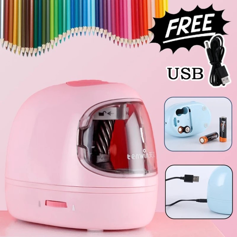 

Tenwin Students stationery Automatic Dual power supply pencil sharpener USB cartoon school Electric Sharpener Pencils sharpening