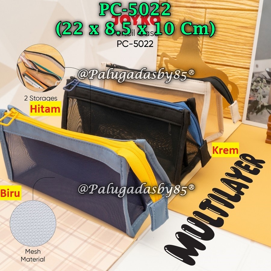 

(1 Biji) Kotak Pensil JOYKO PC-5022 Resleting Jaring / Kotak Tempat Pensil Pencil Case Joyko PC-5022