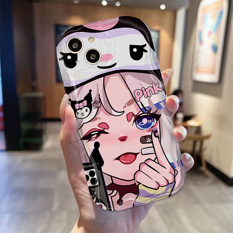 INS Casing Ponsel Mentega hp iPhone 15 Pro Max iPhone 11 case ip 12 14 Cute Kuromi Selfie girl Case 