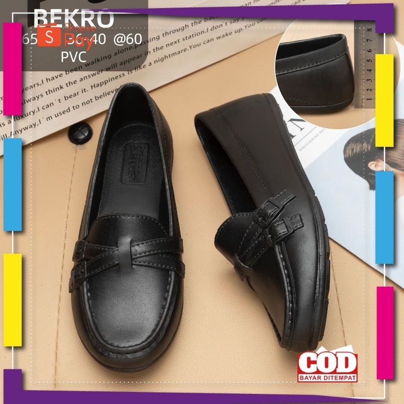 UKURAN SIZE 37 38 39 40 41 42 43 44 45 / Sepatu Pantopel Kerja Kantor Wanita Jelly Karet Simple Fash