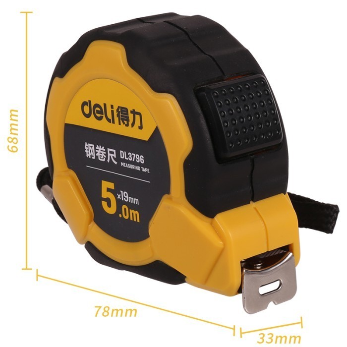 

Deli Tape Measure / Meteran Bahan Karet ABS Akurat Auto Lock DL379X