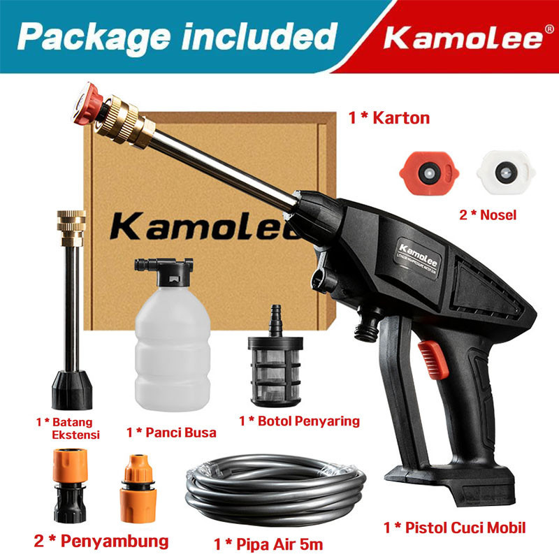 Kamolee 70bar Cordless Water Jet 388VF/3000mAh Portable Water Jet Pump High Pressure Water Gun Car W