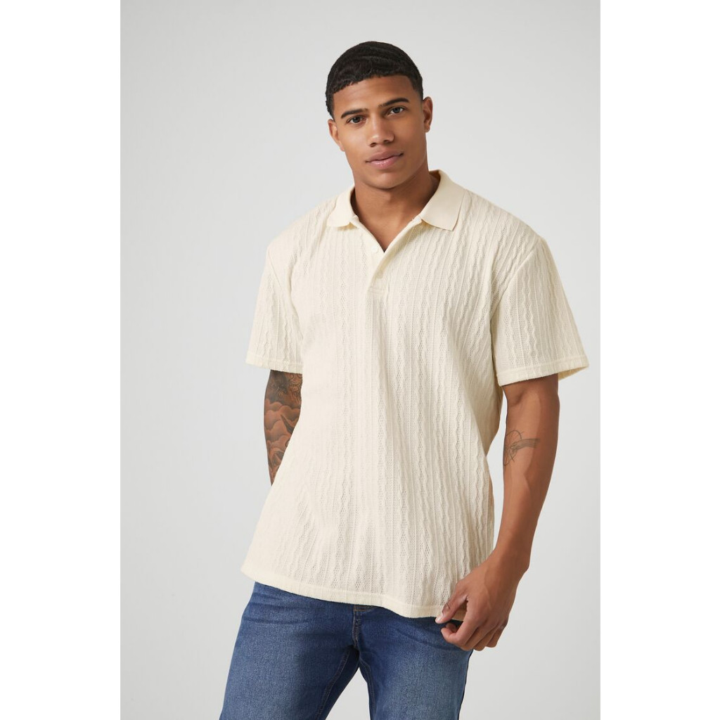 Forever 21 Men's Cable Knit Polo Shirt