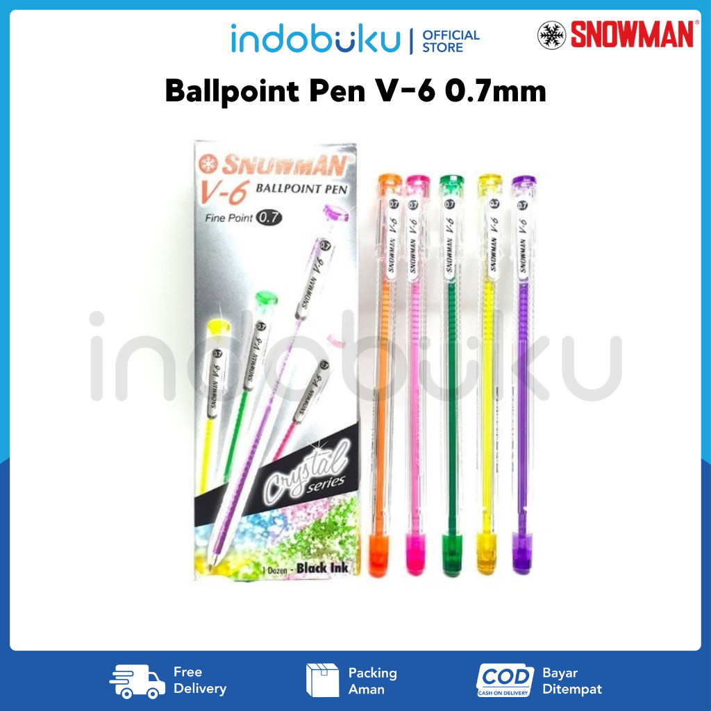 

Ballpoint Pen V-6 Snowman 0.7 / Pulpen V-6 Snowman 0.7 (1Pack Isi 12Pcs)