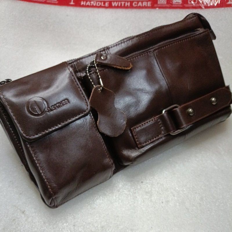 Tas Pinggang Pria Original Waist Bag || Tas Selempang Bahu Berbahan Kulit Asli Original 100%