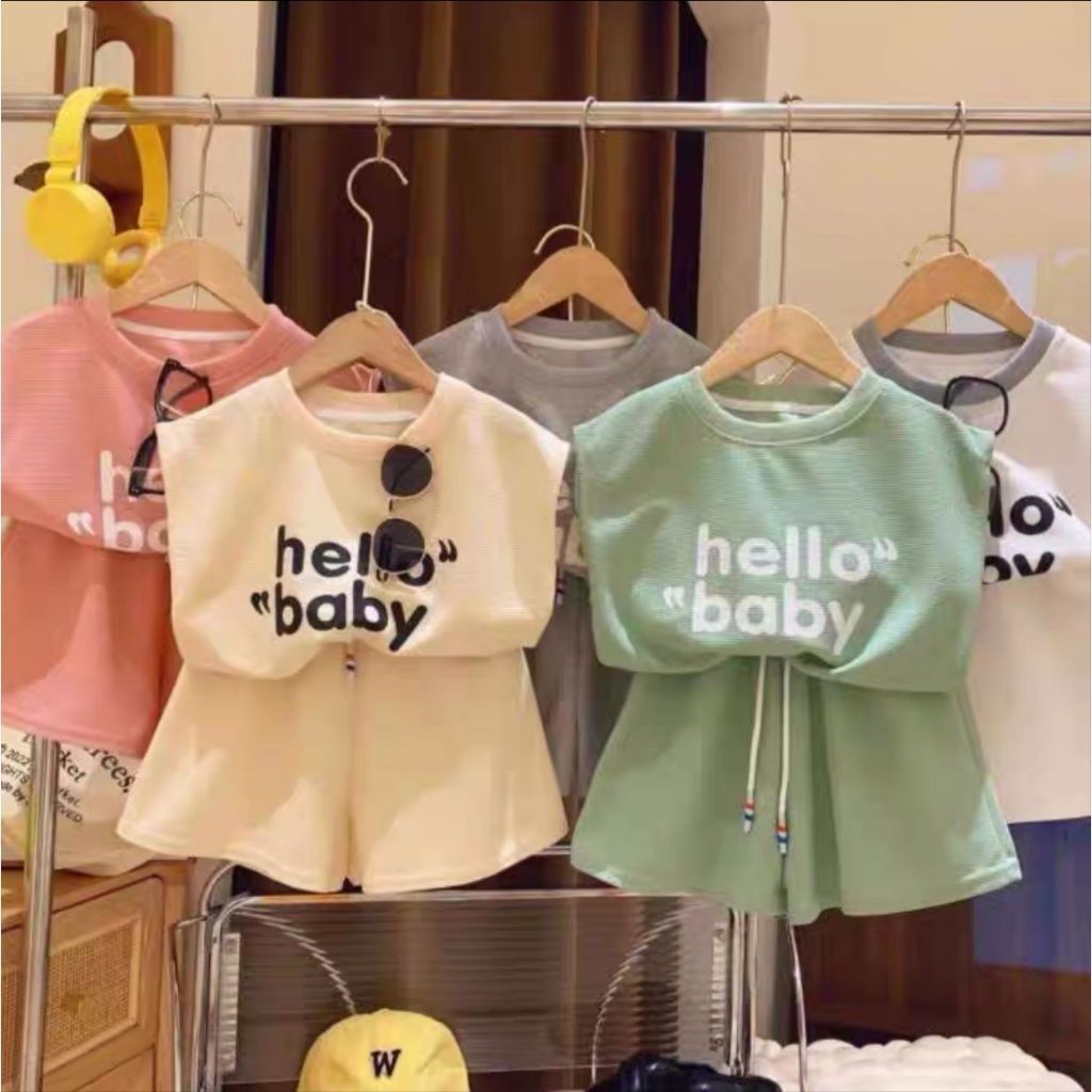 Oneset Anak Perempuan Set Anak Perempuan Setelan Anak Perempuan Bahah Katun Baju Anak 2-6Tahun Baju 