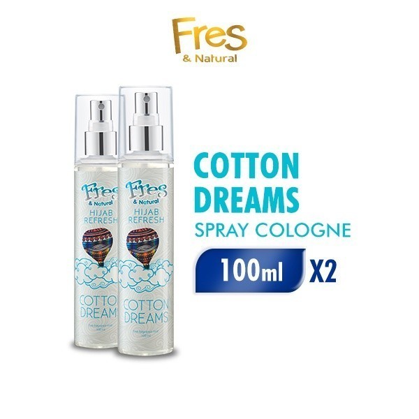 Fres & Natural Spray Cologne Hijab Refresh Cotton Dreams Botol 100 ml x2