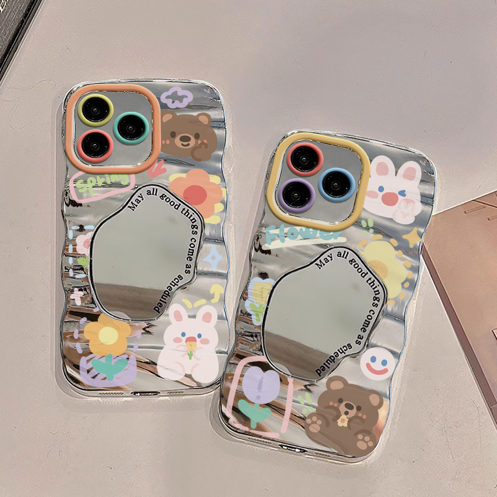 Casing mirror premium Permen bear lucu couple anti jatuh Case hp Realme 5 5S 5i C3 C3i 6 Pro 6s 6i 7