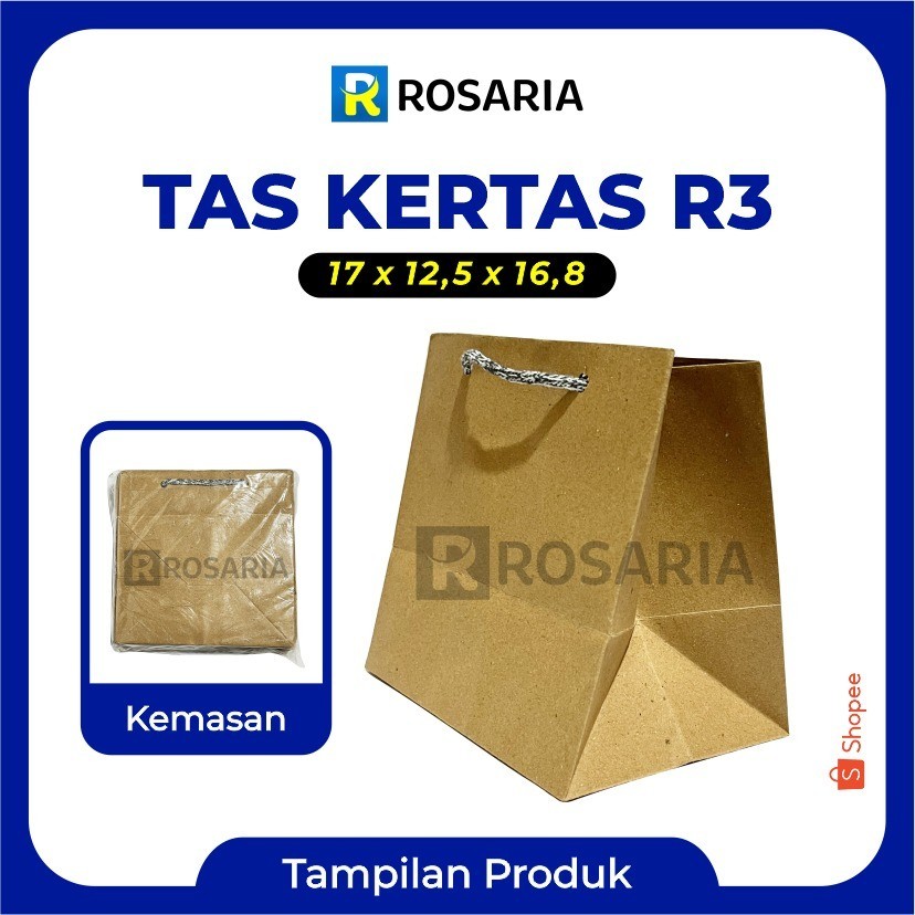 

TAS KERTAS R3 17 x 12,5 x 16,8 COKLAT PaperBag kraft Souvenir Hajatan Kado Hampers Lusinan